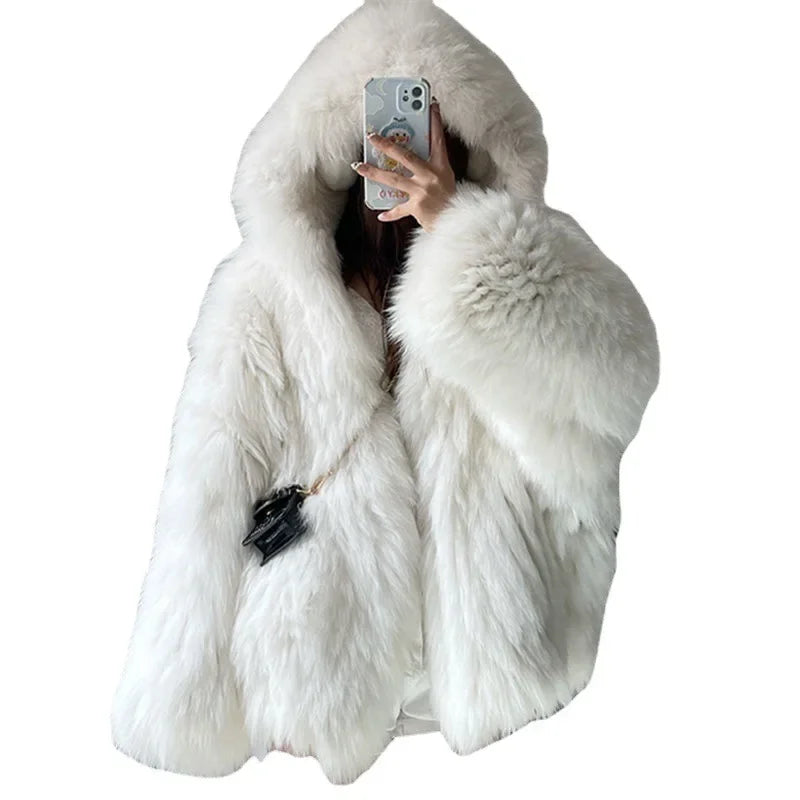 Fur Mist Hooded Splice Jacket
