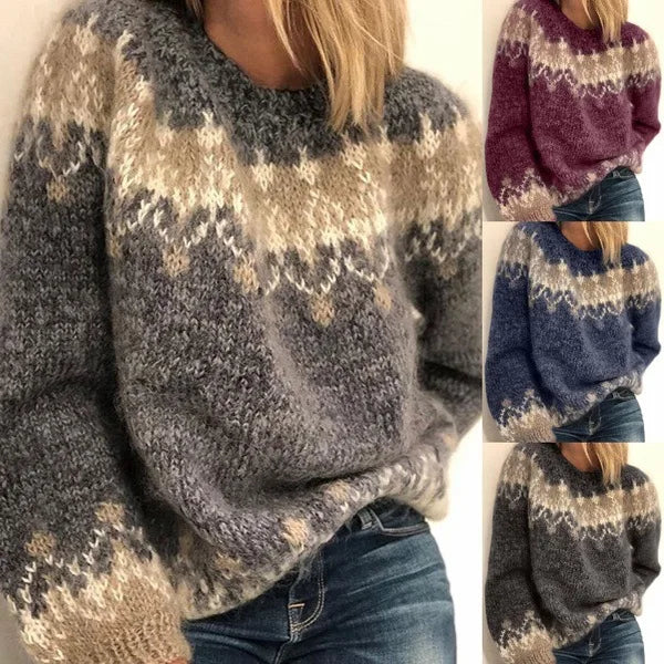 Warm Print Knit Winter Sweater