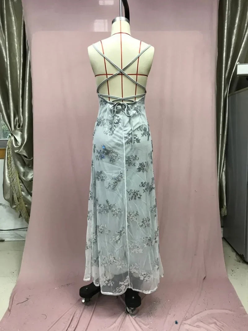 Starluxe Sequin Mesh Evening Gown