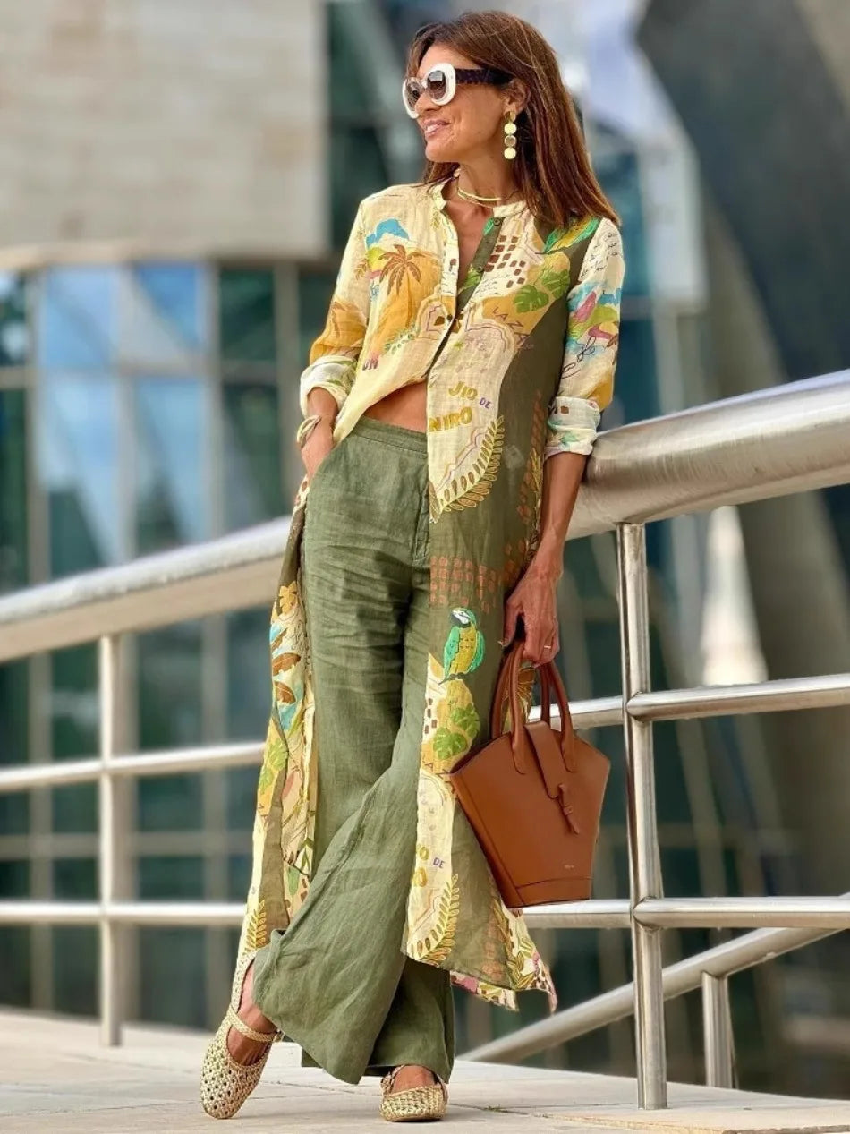Breezy Bloom Printed Shirt Coat