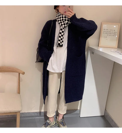 Plush Wave Maxi Knit Pocket Cardigan
