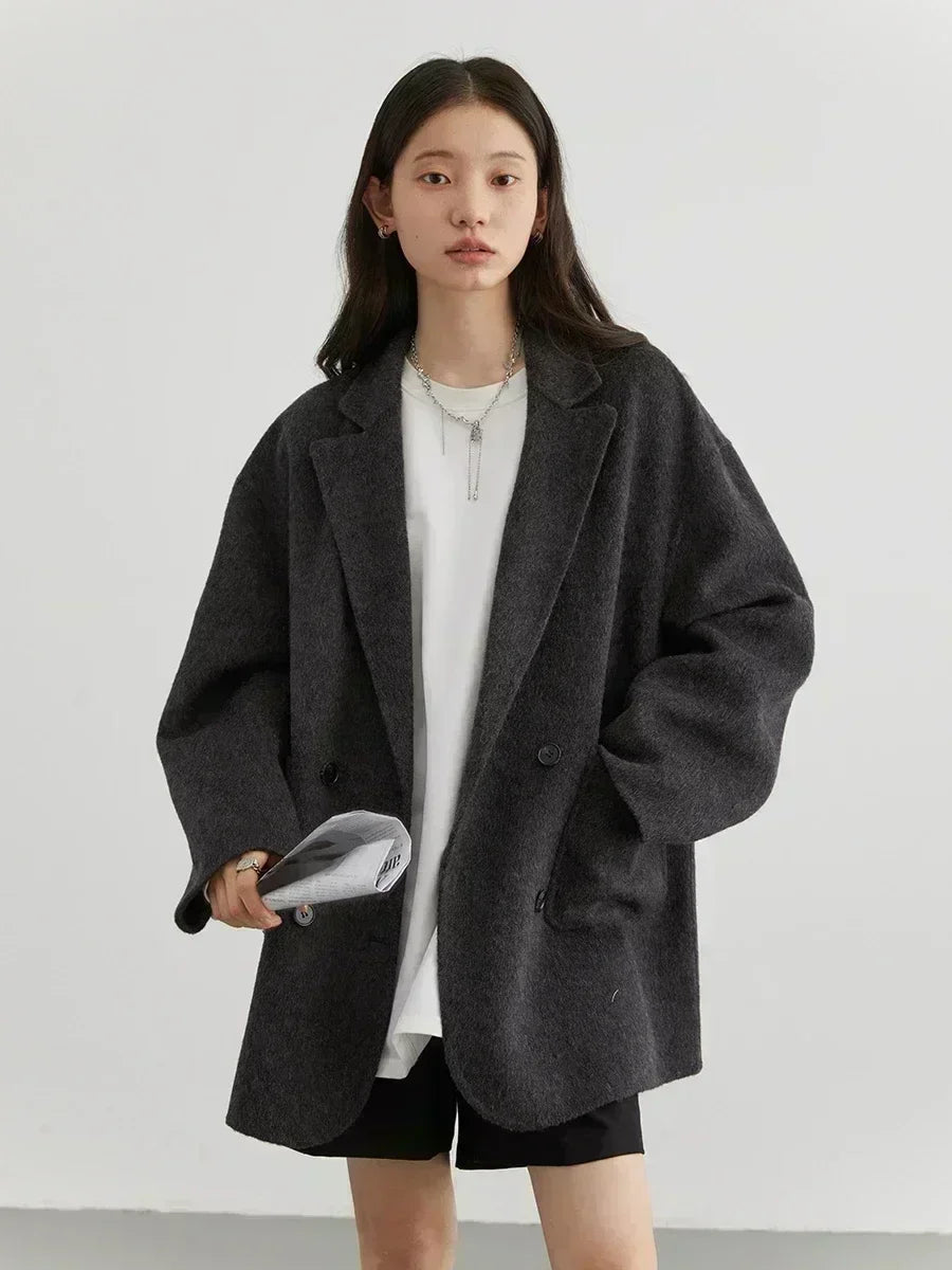 Women’s Luxury Wool-Blend Long Coat