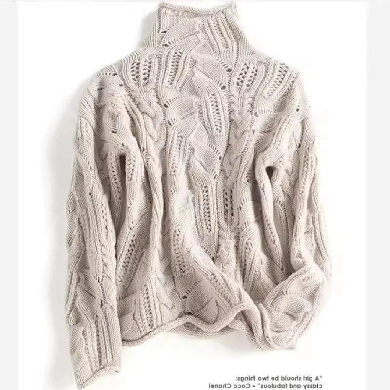 Knotted Sweater  High Collar Thick Warm
