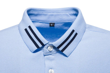 Embroidered European Stripe Polo Shirt