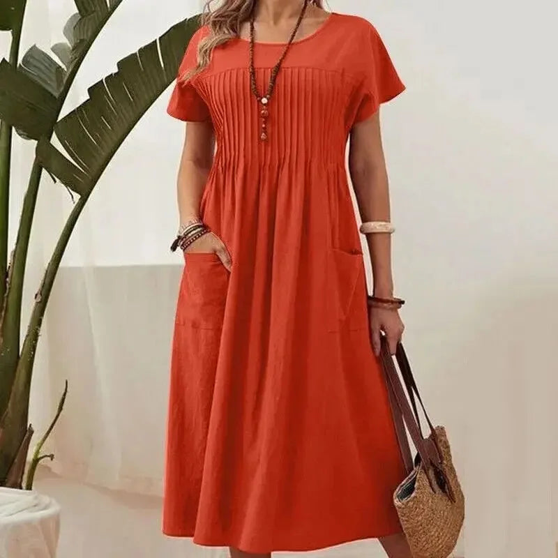 Pleated Cotton Summer Dress