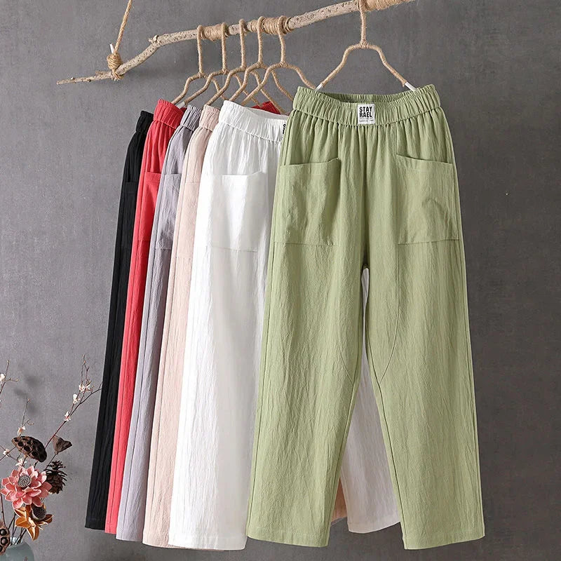 Casual Cotton-Linen Harem Pants
