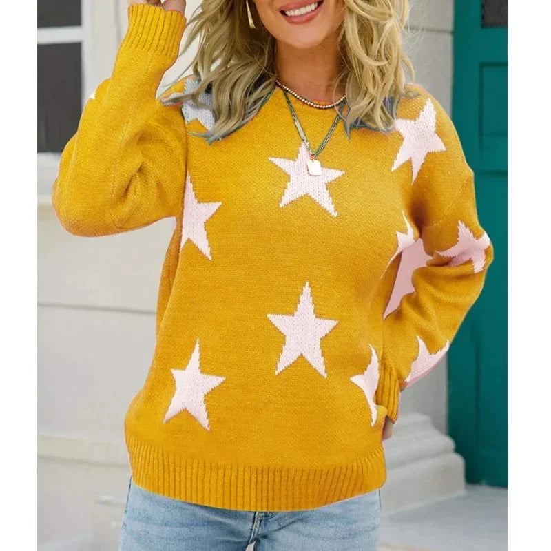 Women's Long Sleeve round Neck Knitted Sweater