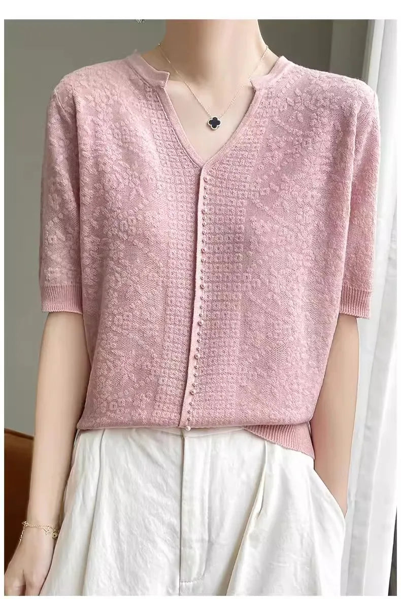 V-Neck Knitted Summer Top