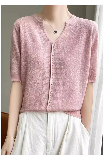 V-Neck Knitted Summer Top