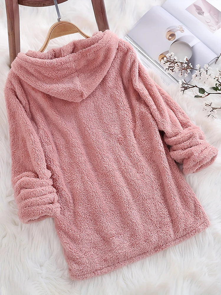 Fleece Glow Solid Hoodie Sweatshirt