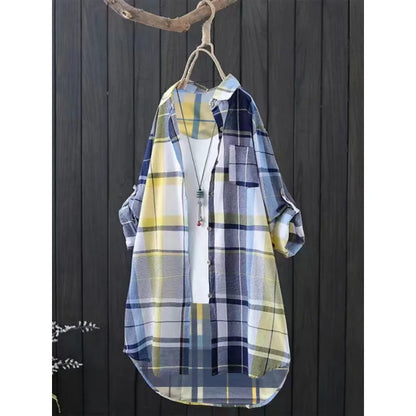 Plaid Charm Oversized Lapel Shirt