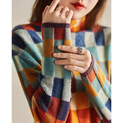 Vintage Plaid Wool Women’s Sweater