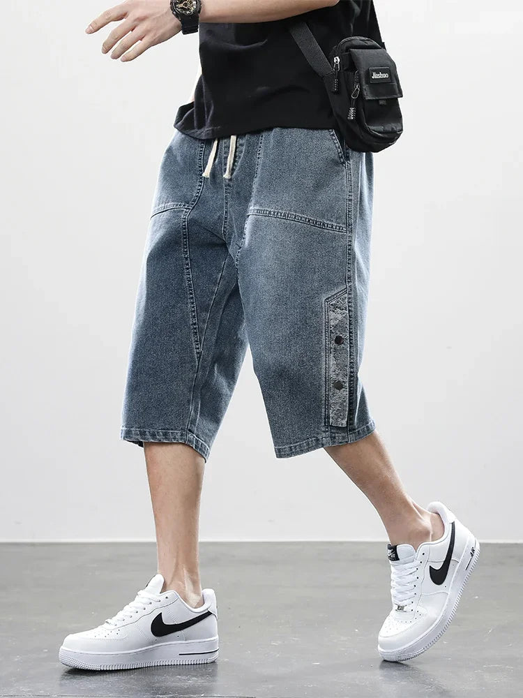 Men’s Washed Denim Capri Shorts