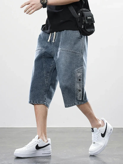 Men’s Washed Denim Capri Shorts
