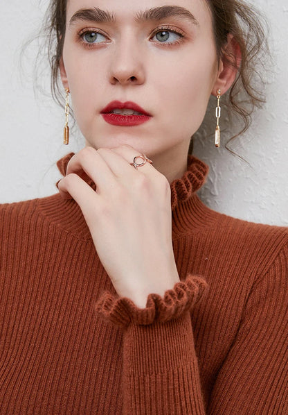 Cinched Turtleneck Knit Sweater
