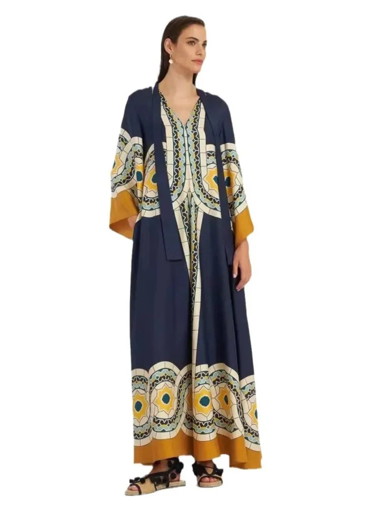 Vintage Muse Printed Maxi Dress