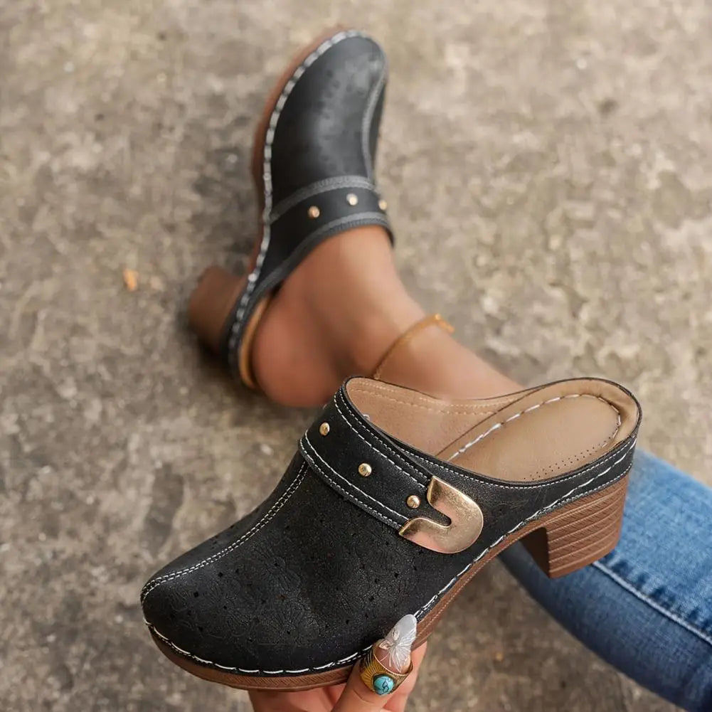 Retro Chic Women's Chunky Heel Sandals