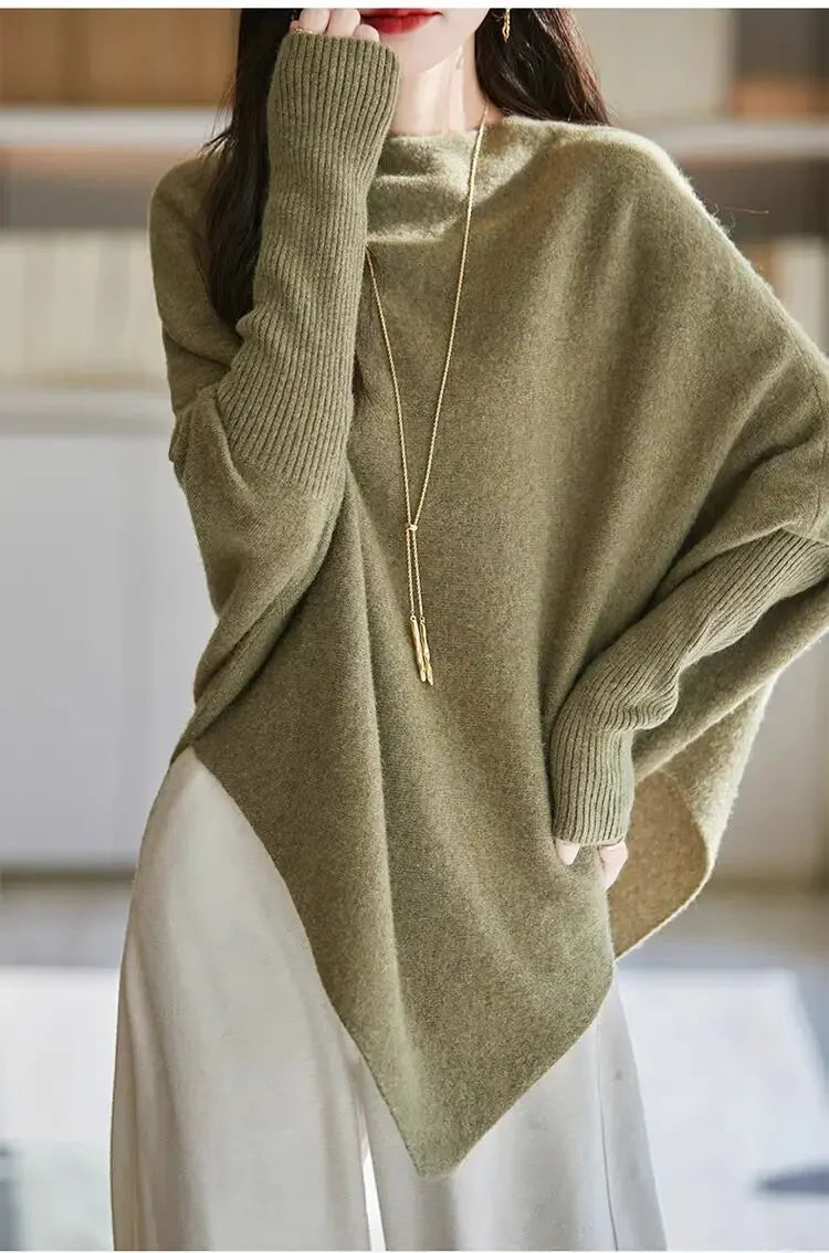 Batwing Sleeve Irregular Knit Sweater