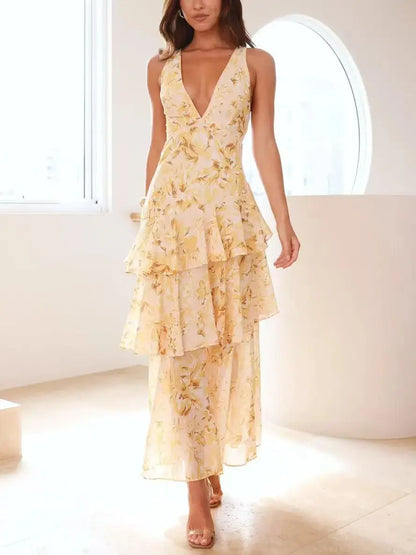 Breezy Halter Neck Ruffle Beach Dress