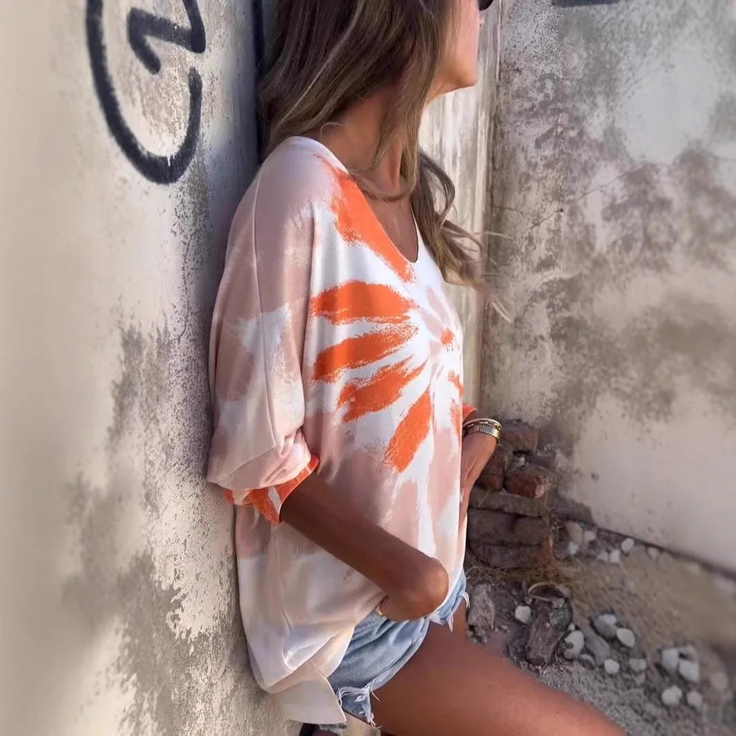 Tie-Dye Crew Neck Summer Top