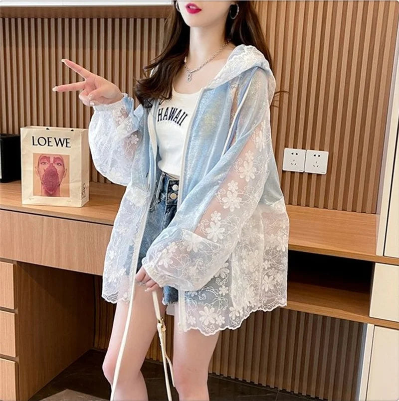 LaceBreeze Mesh Patch Hooded Jacket