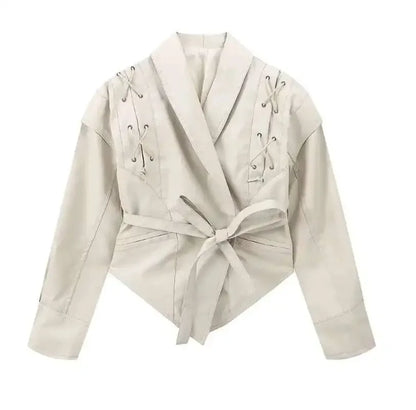 Lace-Up Faux Leather Jacket