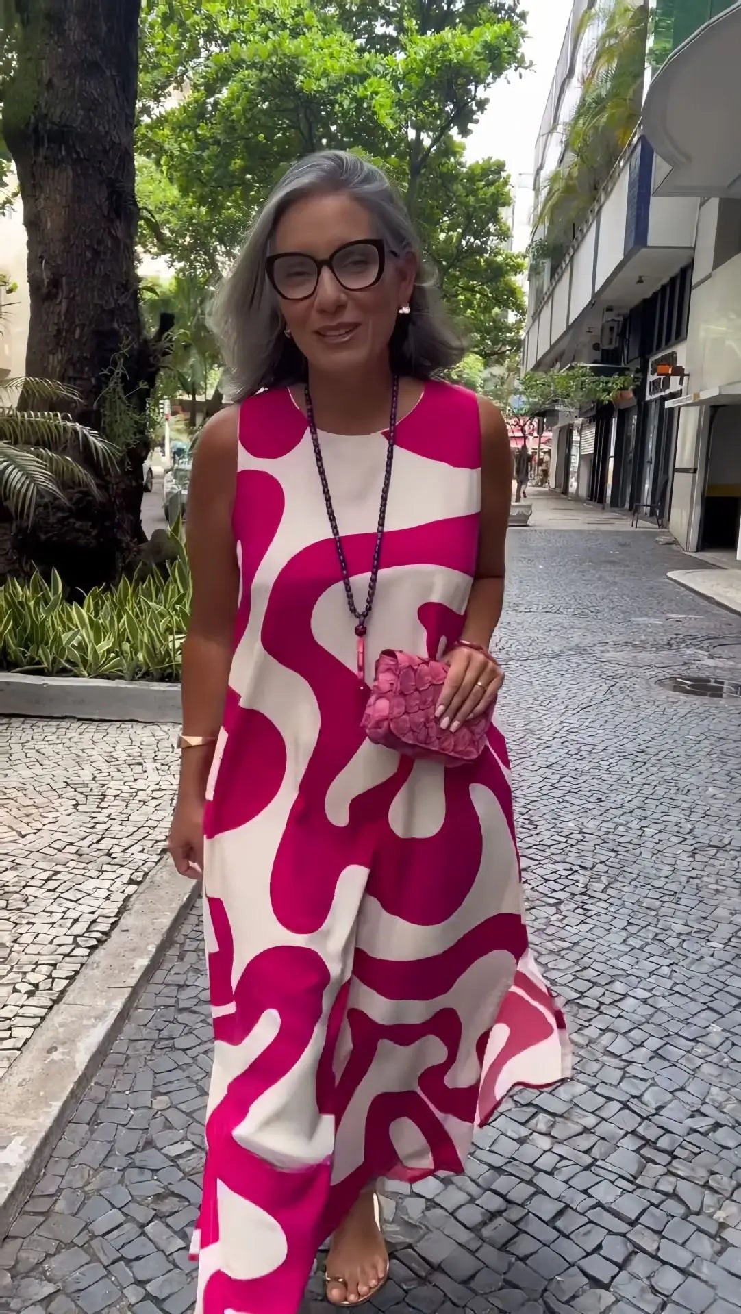 Stylish Print Sleeveless A-Line Dress