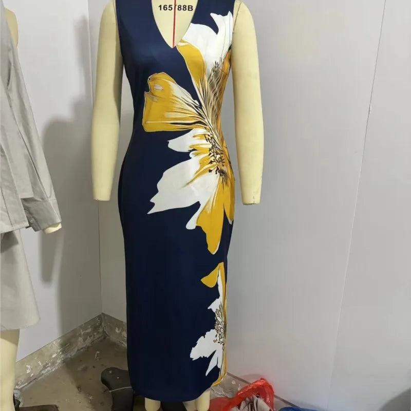 Tropical Muse V-Neck Maxi Dress
