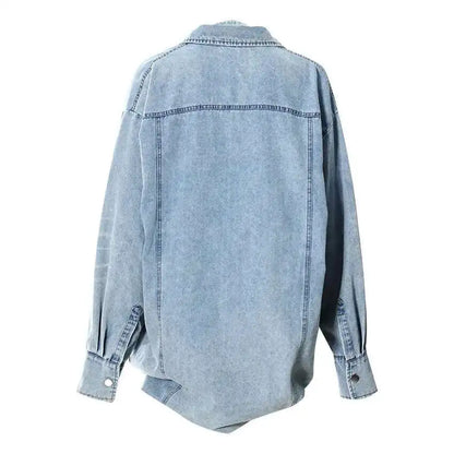 Deat Spliced Belt Denim Coat