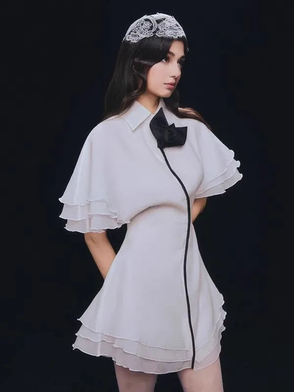 Butterfly Bloom Contrast A-Line Dress