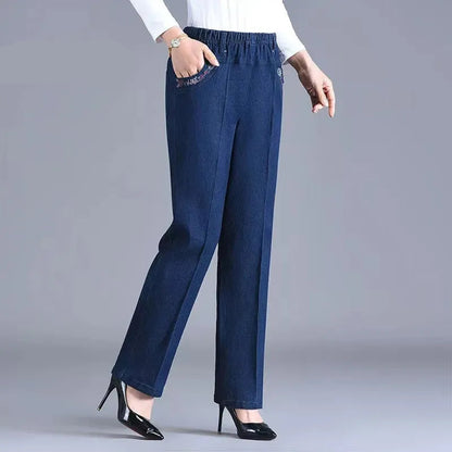 Blossom Ease Embroidered Mom Jeans