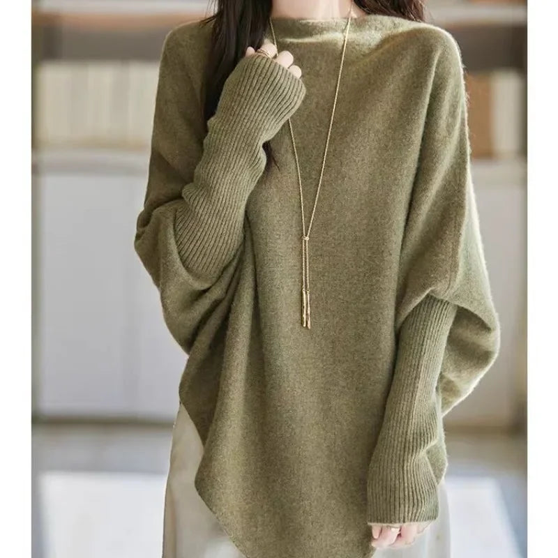 Batwing Sleeve Irregular Knit Sweater