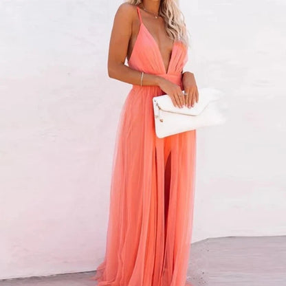 Lace Glam V-Neck Maxi Dress