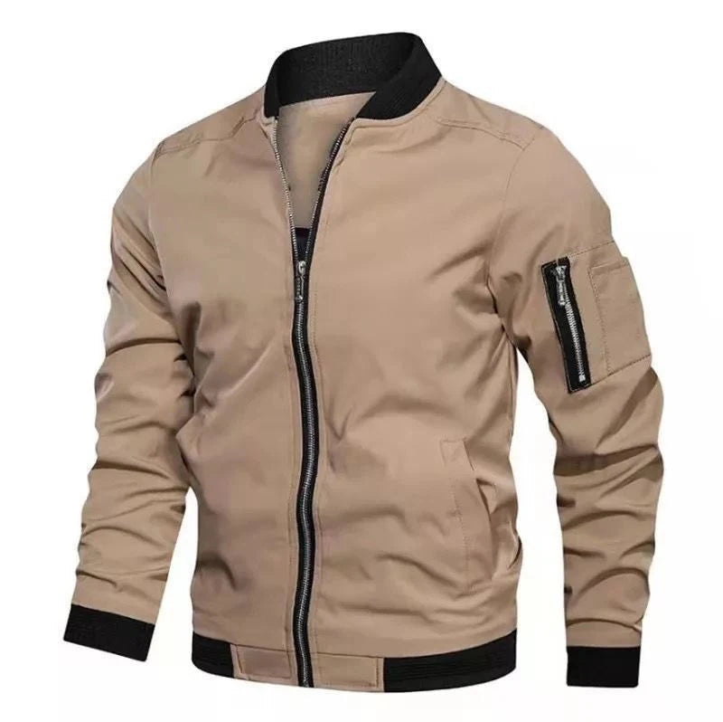 Solid Color Bomber Jacket for Men