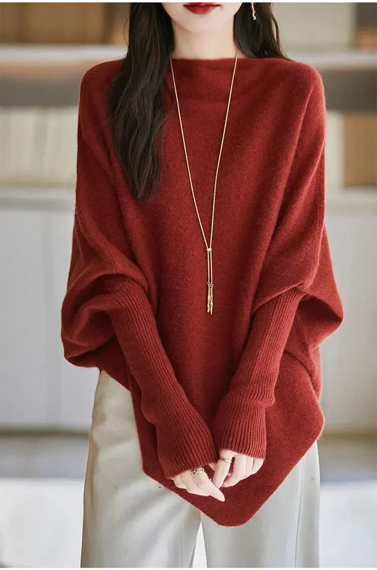 Batwing Sleeve Irregular Knit Sweater