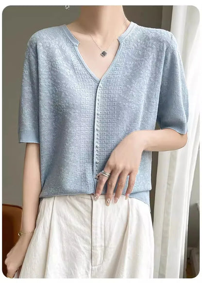 V-Neck Knitted Summer Top