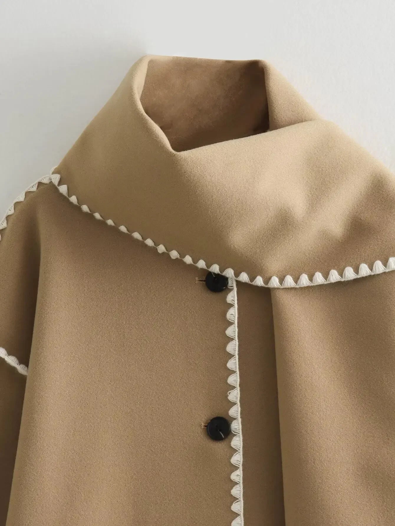 Cozy Weave Scarf Splice Wool Coat