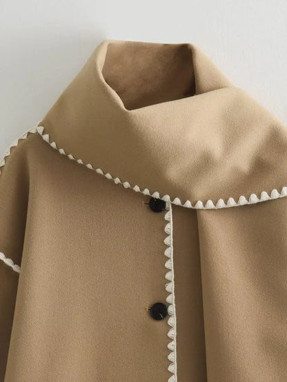 Cozy Weave Scarf Splice Wool Coat