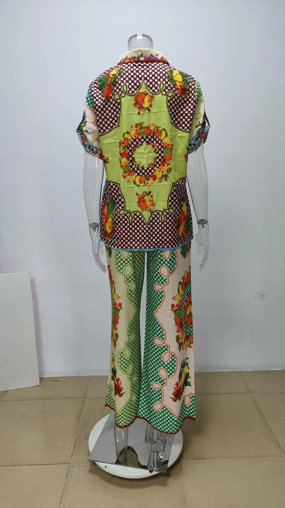 Vibrant Colorblock Wide-Leg Two-Piece Set