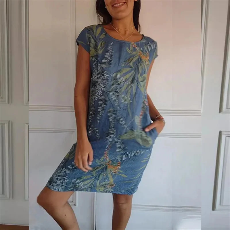 Effortless Printed Knee-Length Dress