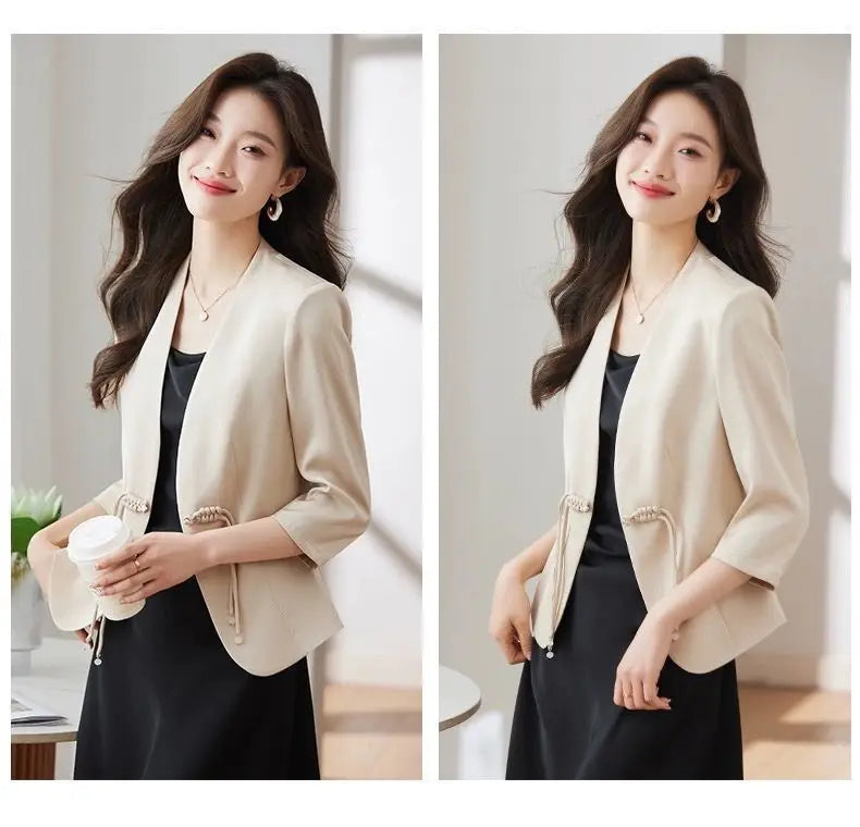 Slim Fit Short Sleeve Blazer Top