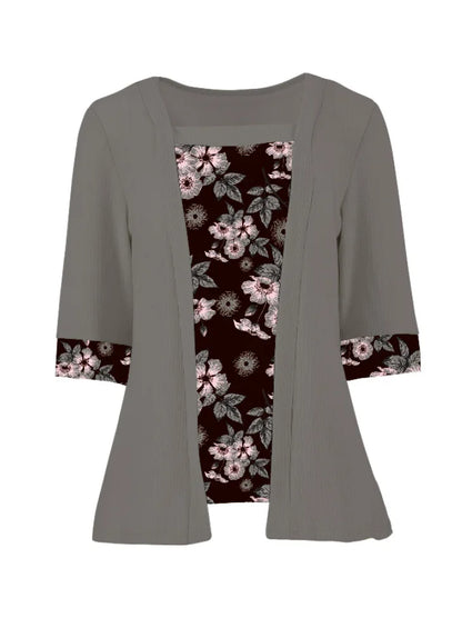 Layered Bloom Splice Casual Top