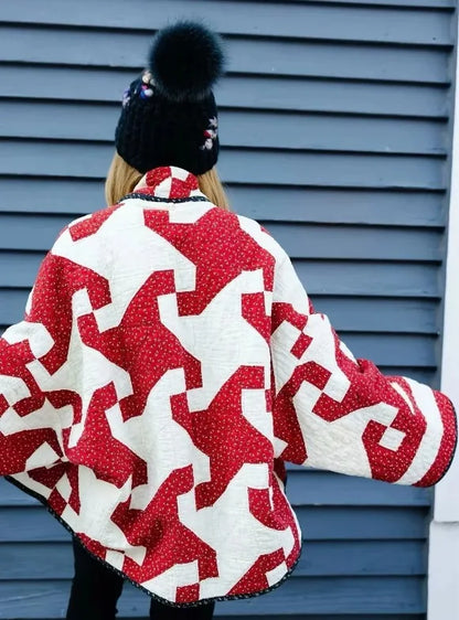 Crimson Geo Cozy Cotton Parka
