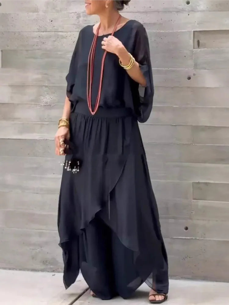 Graceful Flow Chiffon Pant Set