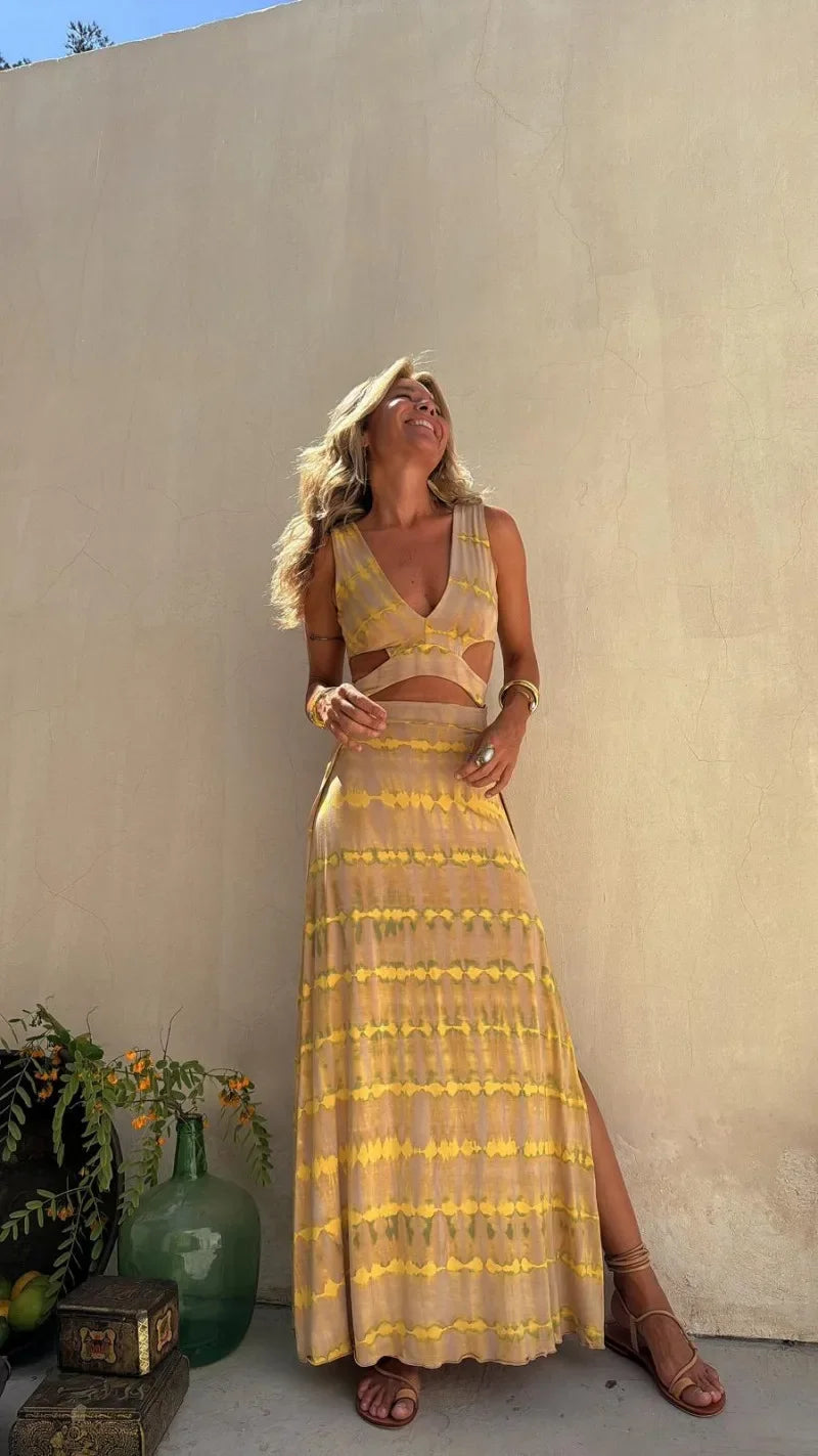 Midnight Allure Backless Slit Dress