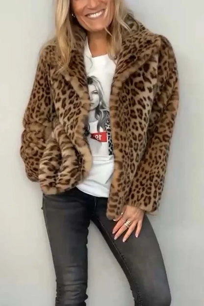 Leopard Print Faux Fur Coat — Bold, Warm & Elegant