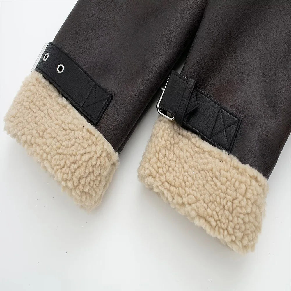 FurEdge Moto Style Faux Fur Jacket
