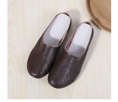 Breezy Chic Leather Slip-On Mules