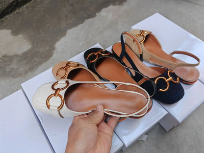 Retro Suede Slingback Office Flats