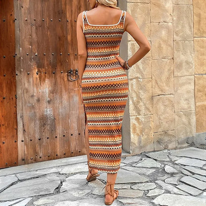 Coastal Lines Knitted Maxi Dress